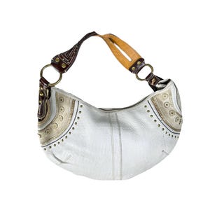 Coach Soho Hobo Nubic Stud Handbag White Colour Shoulder bag