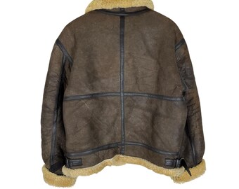 Vintage 90s US Army B3 Bomber Jacket: Sheepskin Leather Flight
