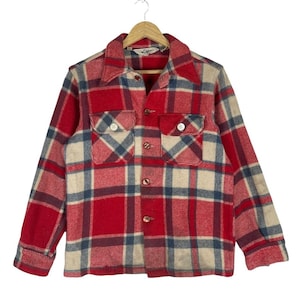 Vintage 90s Woolrich Flannel Plaids Checked Tartan Light Button Jacket Size Medium