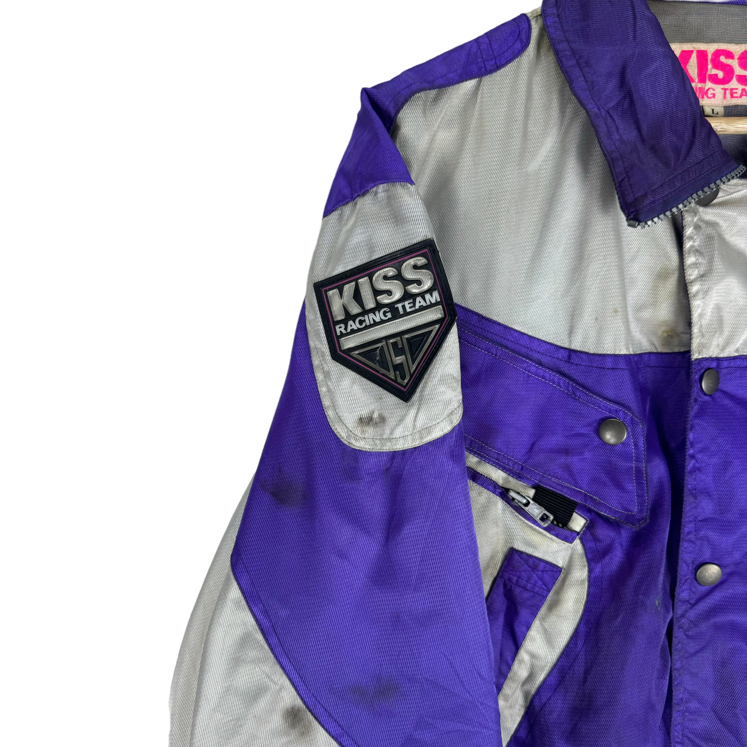 Kiss Racing Vintage 90s Kiss Racing Team Light Jacket Zipper Sweater Size Large - Etsy