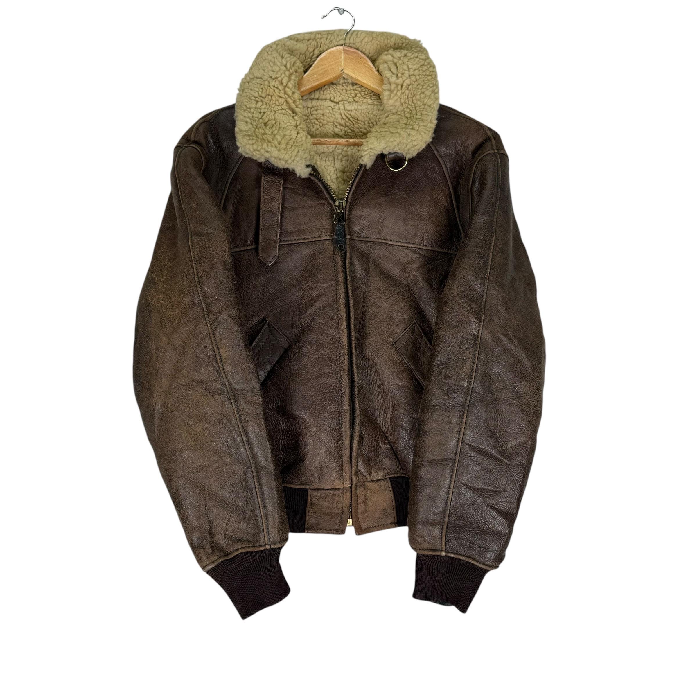Vintage Golden Bear B3 Bomber Jacket: WWII Style Sheepskin Leather