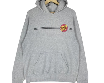 Vintage 90s Santa Cruz Hoodie Skateboard Skate Powell Grey Colour