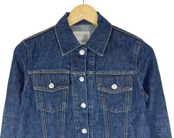 Vintage 90s Helmut Lang Denim Jacket: Folded Sleeve, Blue, Size 38