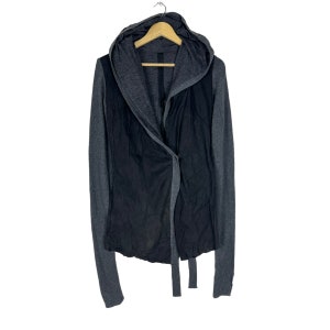 SUPER RARE!! Isaac Sellam EXPERIENCE Asymmetric Hoodie Calfskin Black Colour Jacket Size Small