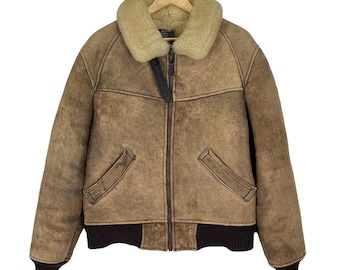 90年代　AVIREX B3 Vintage 80s Avirex B3 US Army Air Force Sheepskin Leather Bomber