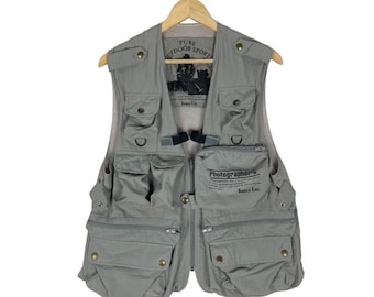 Vintage 90s Timber Line Convertible Vest Ultility Pocket Photographer Grey Colour Size Medium