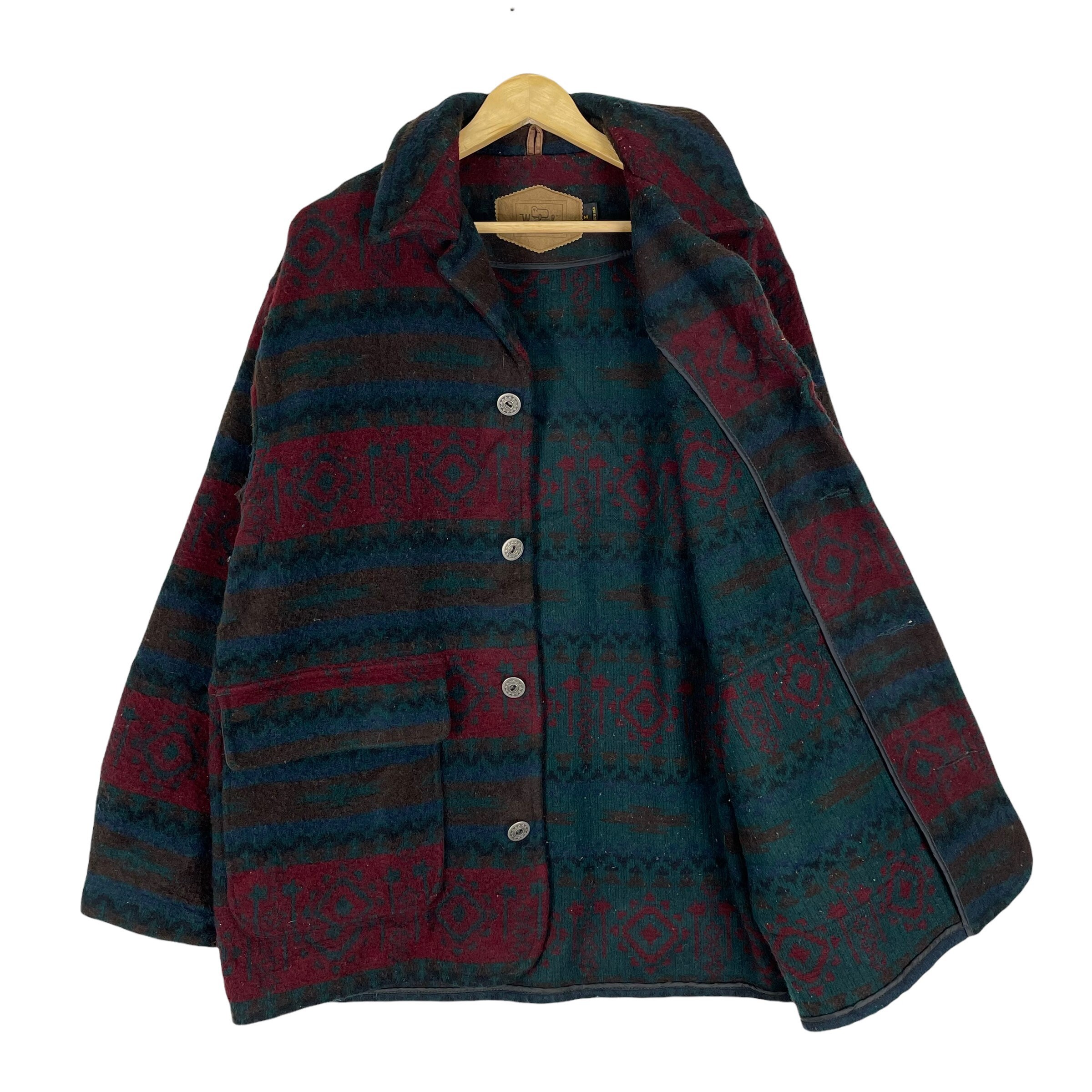 ジャケット・アウター 90s woolrich wool jacket Vintage 90s Woolrich Aztec Wool Zipper Jacket Native Navajo