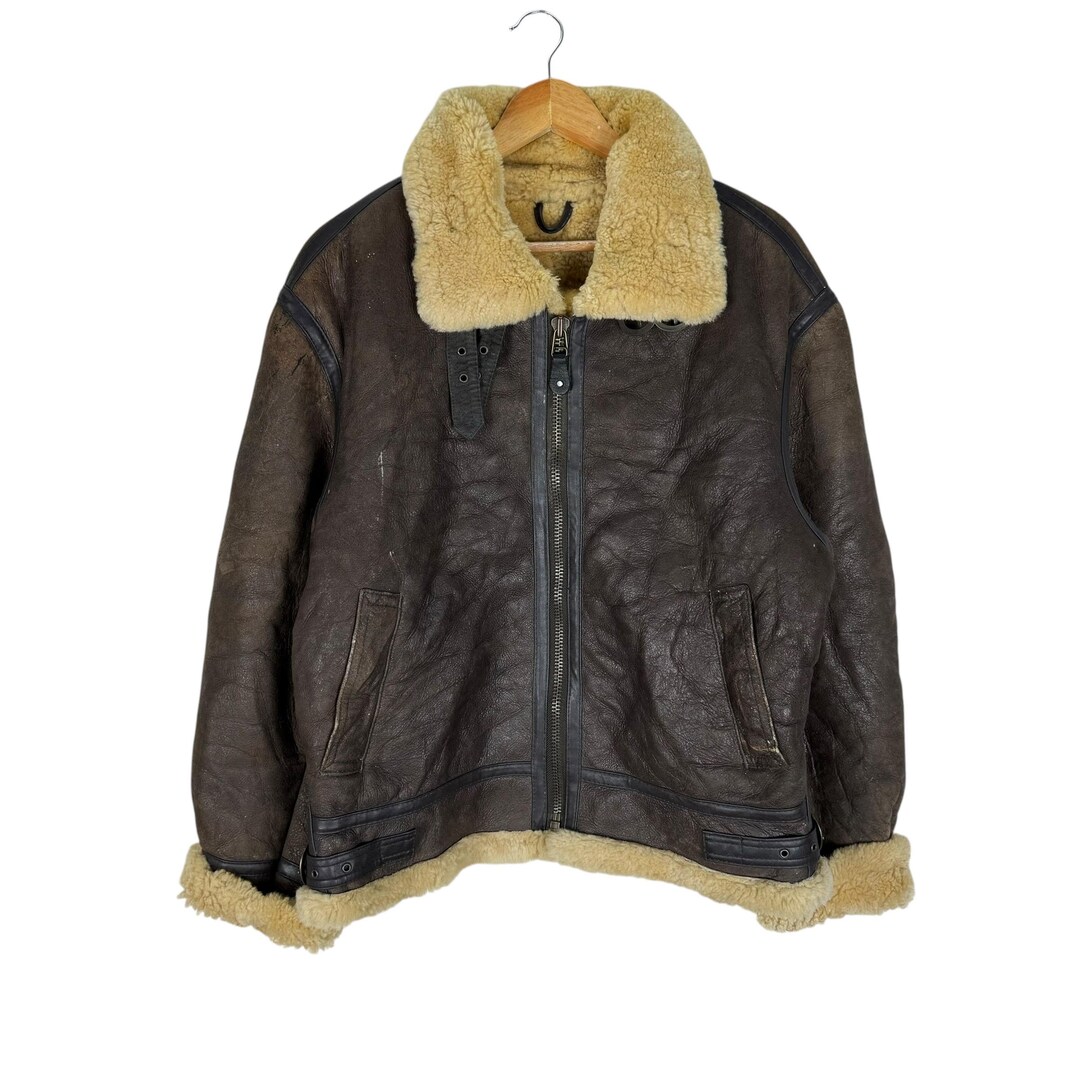 Vintage 90s US Army B3 Bomber Jacket: Sheepskin Leather