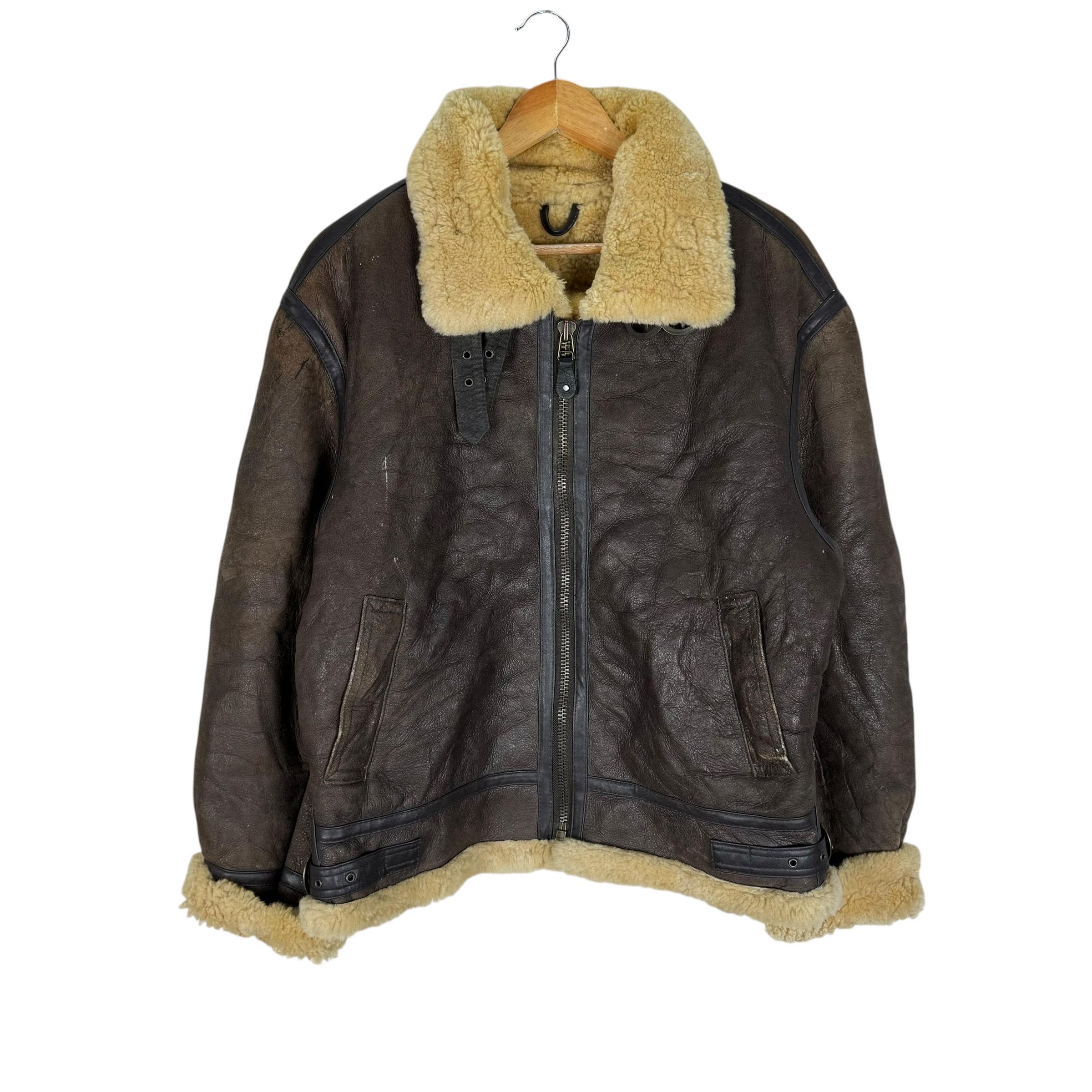 Vintage 90s US Army B3 Bomber Jacket: Sheepskin Leather Flight