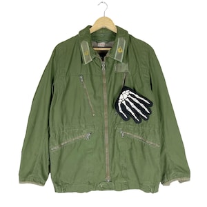 Vintage 70s Swedish Military Jacket - Green Multi Pocket, Size Medium