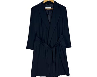 Max Mara Wool Long Jacket Blazer Belted Made in Italy Designer Outerwear M
