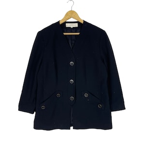 90s GIVENCHY Glamour France Plain Wool Button Jacket Black Colour Size Medium