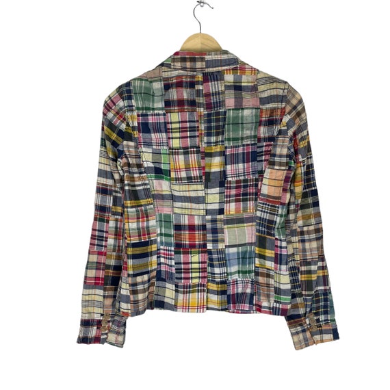 90s J Crew Patchwork Blazer Coat Jacket Multicolo… - image 5