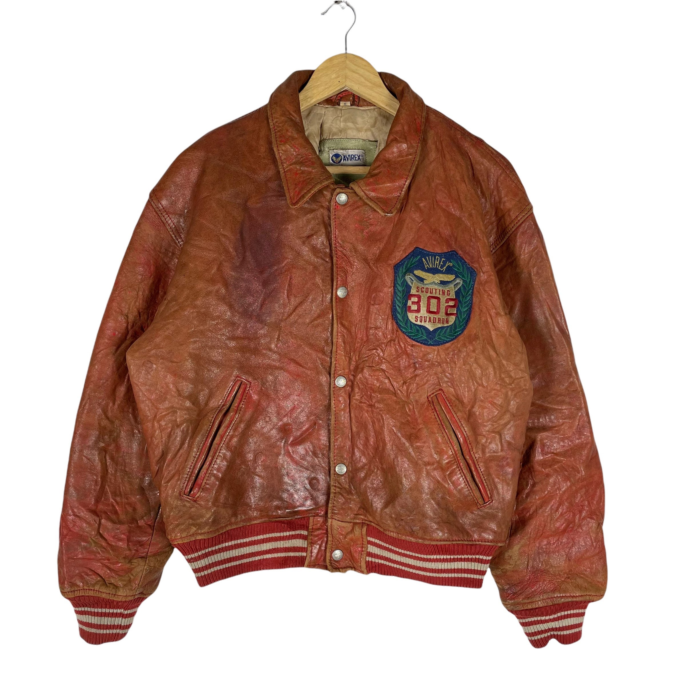 90s AVIREX USA Leather Mohawk MLB Baseball University All 90s AVIREX USA Leather Mohawk MLB Baseball University All