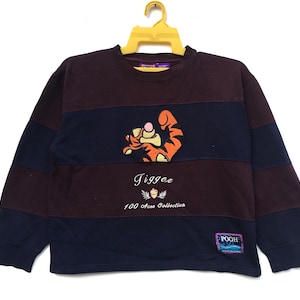 Tigger Pooh Sweatshirt Winnie The Pooh Disney Colour Block Cartoon Characters Sweater Size Medium