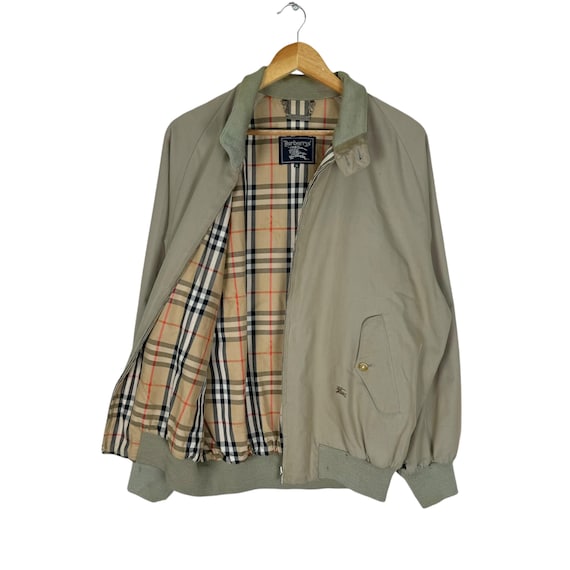 Vintage 90s Burberrys Herrington G9 Jacket Nova Check Olive Colour