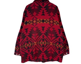 Vintage 90s Woolrich Aztec Wool Zipper Jacket Native Navajo