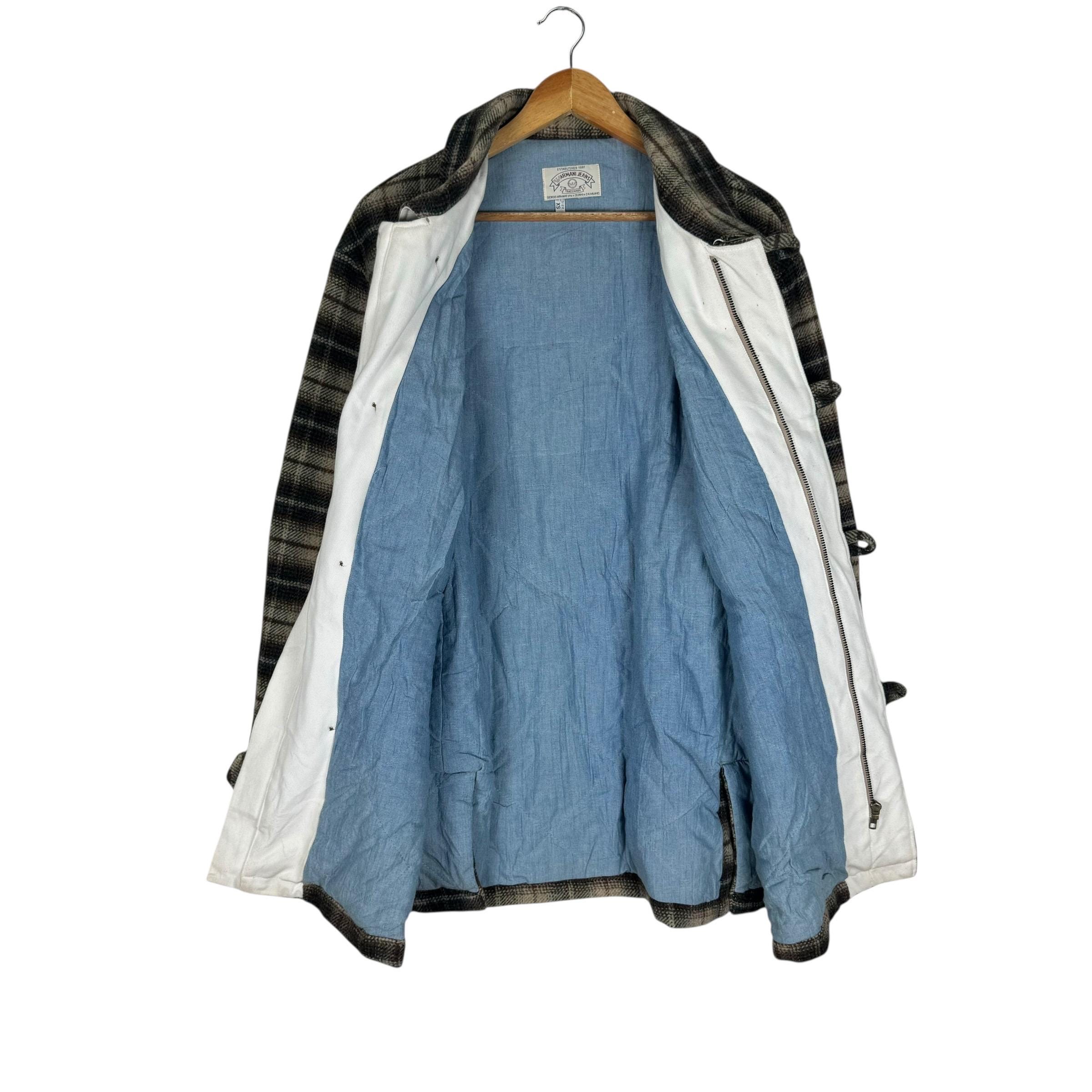 Vintage 90s GIORGIO ARMANI Jeans Shadow Plaids Wool Jacket Brown