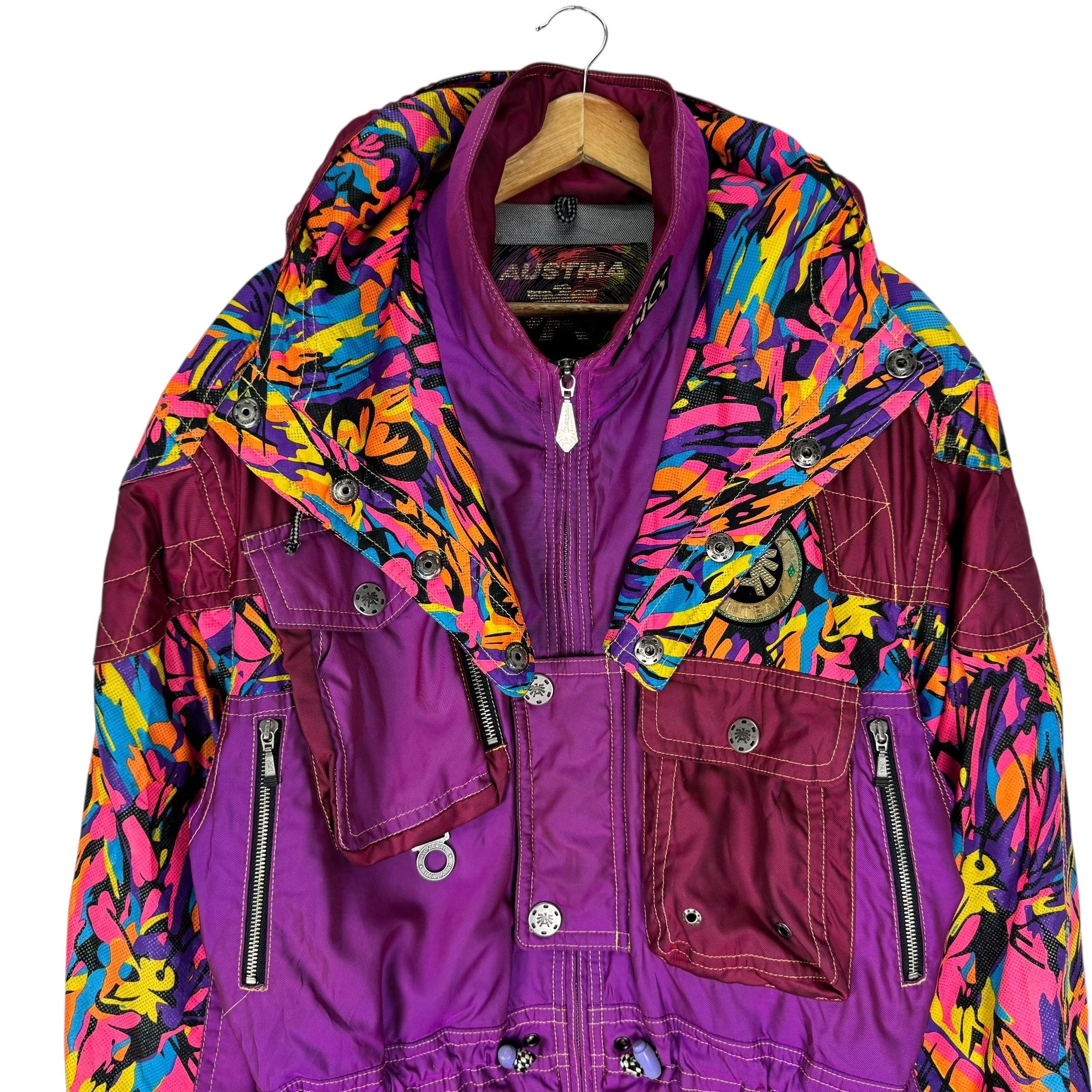 Vintage 90s Asics Austria Ski Jacket: Multi-color Racing Hoodie