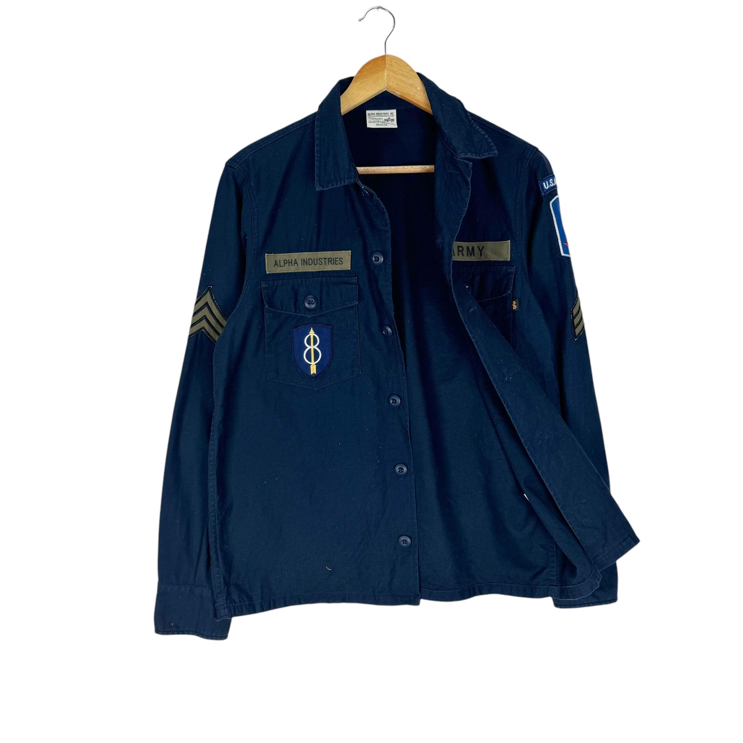 Vintage Alpha Industries US Army Shirt - Navy Blue Long Sleeve (size Medium) - Etsy Vintage Alpha Industries US Army Shirt - Navy Blue Long Sleeve (size Medium) - Etsy