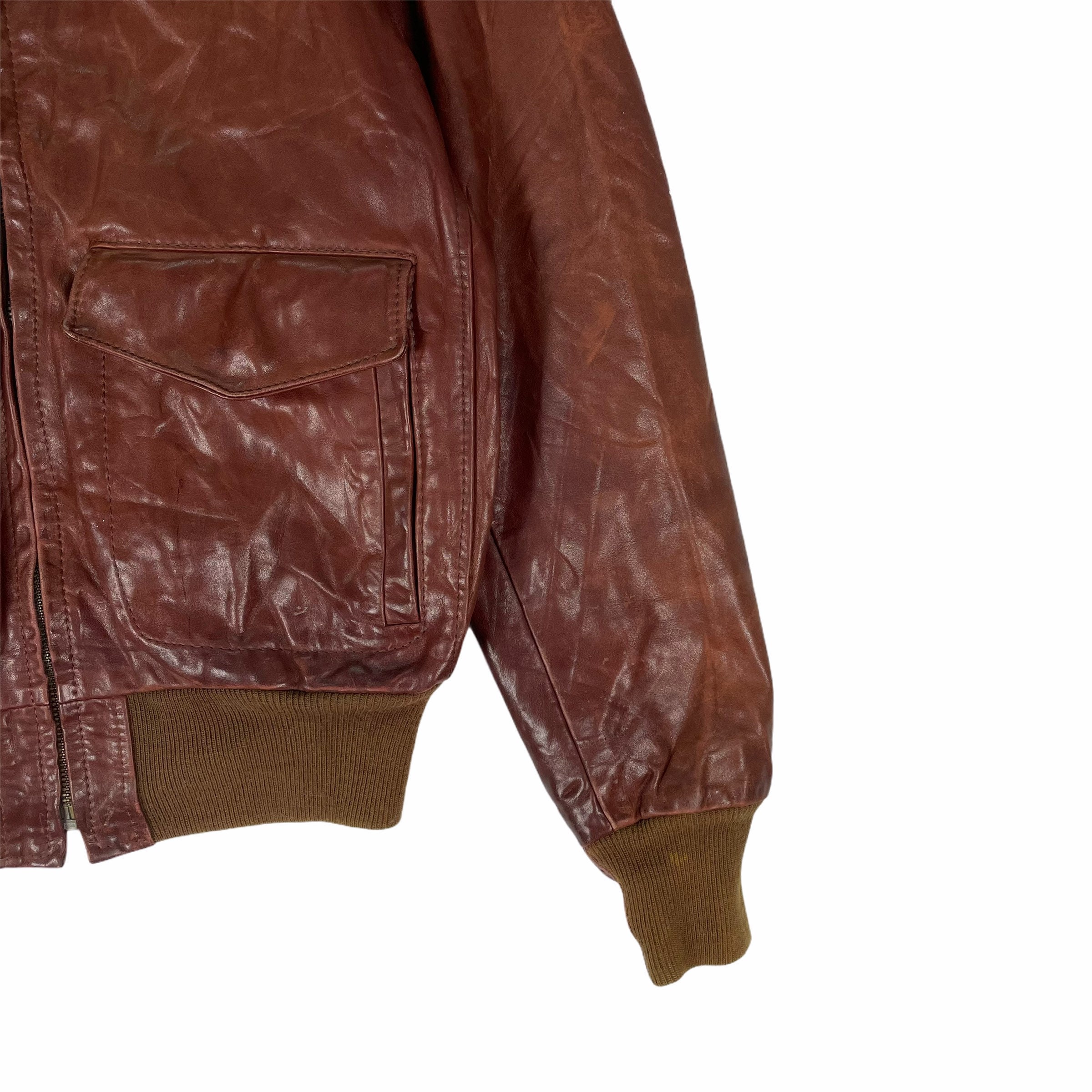 Vintage GOLDEN BEAR A2 Military Horse Leather Jacket Dark