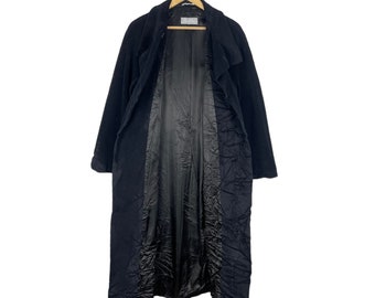 Max Mara Virgin Wool Button Italy Designer Long Coat Jacket Black