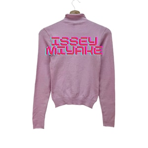 Issey Miyake Turtle Neck Sweater Pink Colour Women Fashion Designer Japan Size Medium