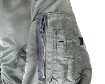 ジャケット・アウター 80'S ALPHA MA-1 flight jacket gray ALPHA INDUSTRIES Reversible Flight MA-1 Bomber Jacket Silver