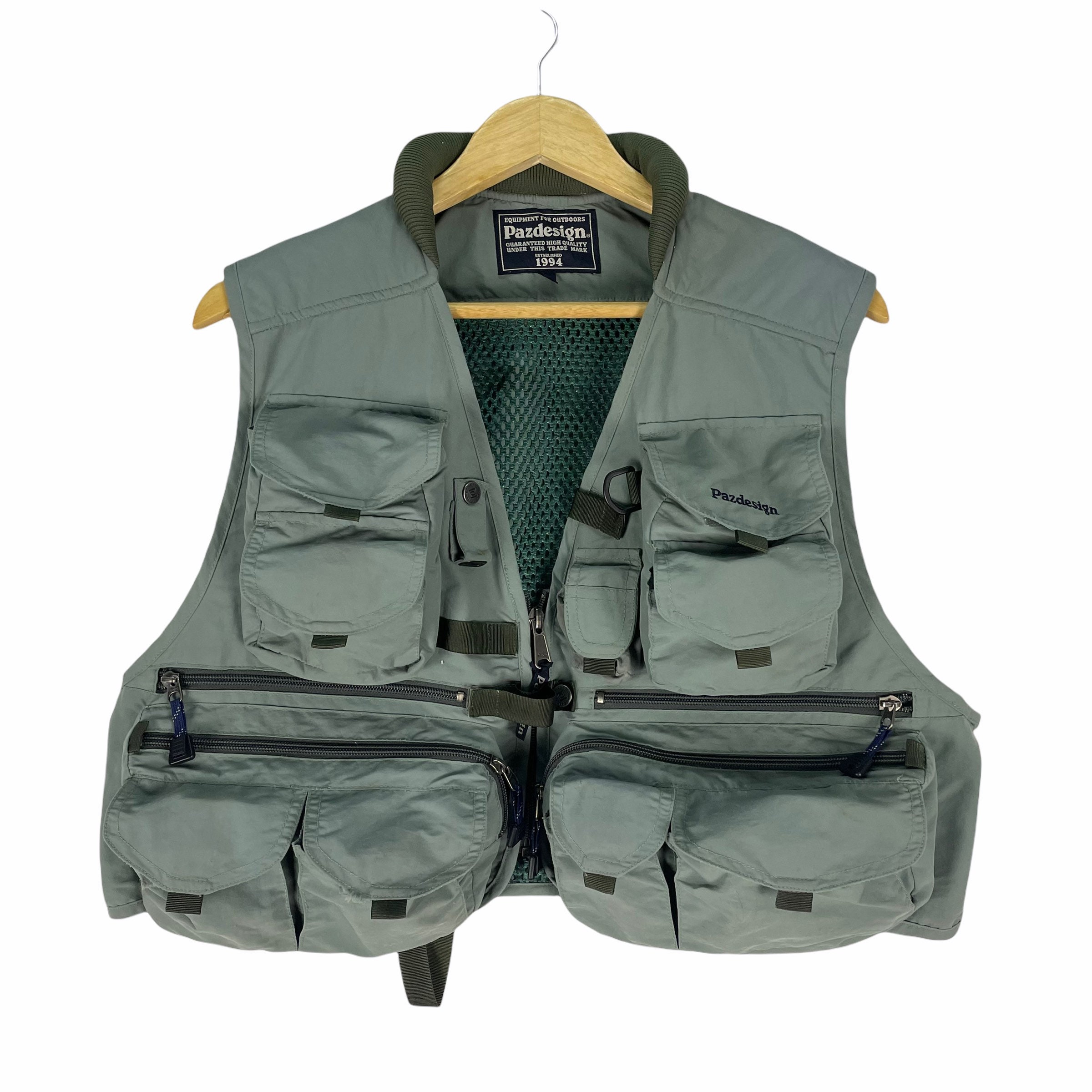 90s Y2K Vintage Fishing Vest Outdoor Cargo Full Zip Size XL Womens Beige  Casual 