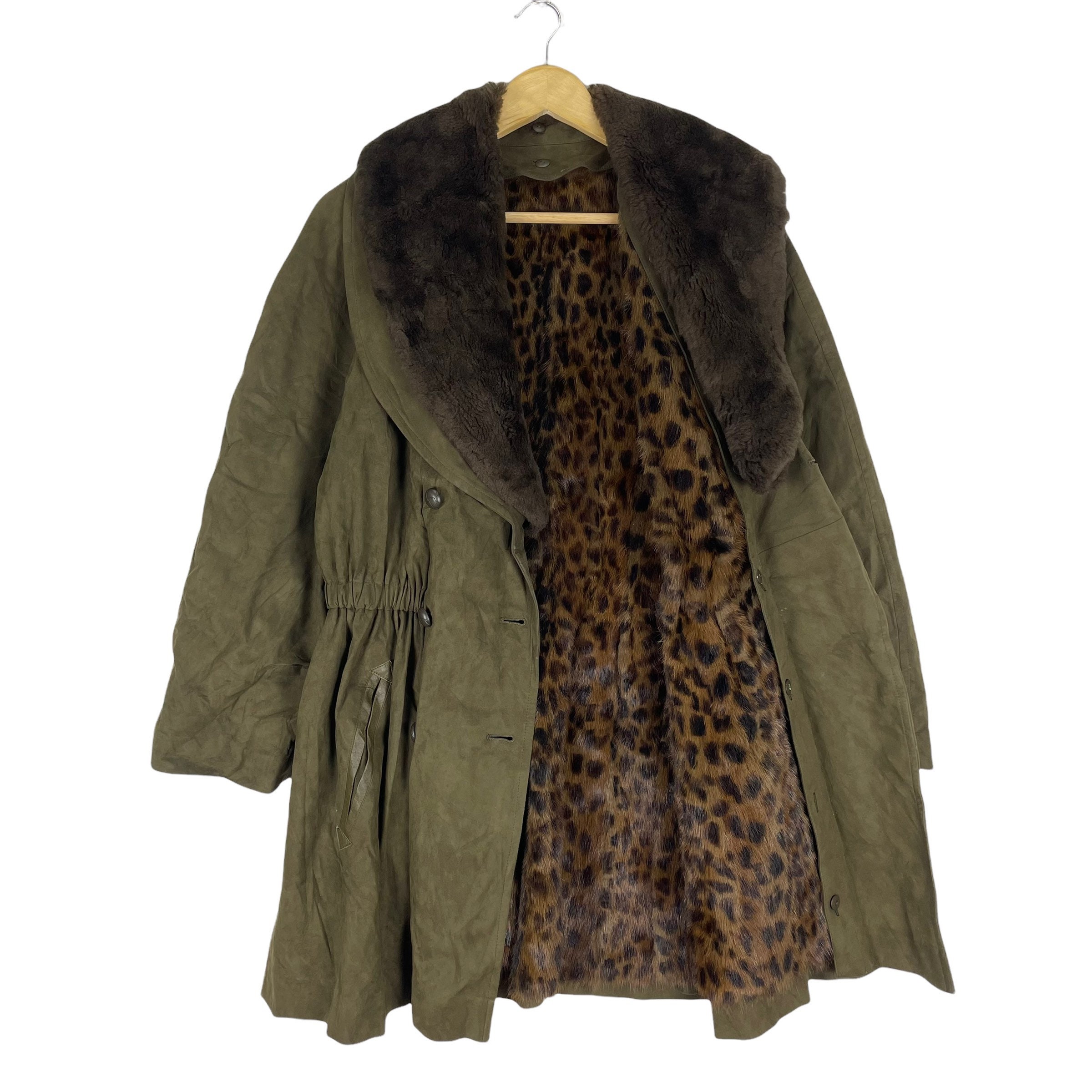 Kenzo Pariz Leopard Faux Fur Collar Button Jacket Green Colour - Etsy