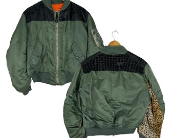 Vintage 90s ALPHA INDUSTRIES Reversible Flight MA-1 Bomber Jacket