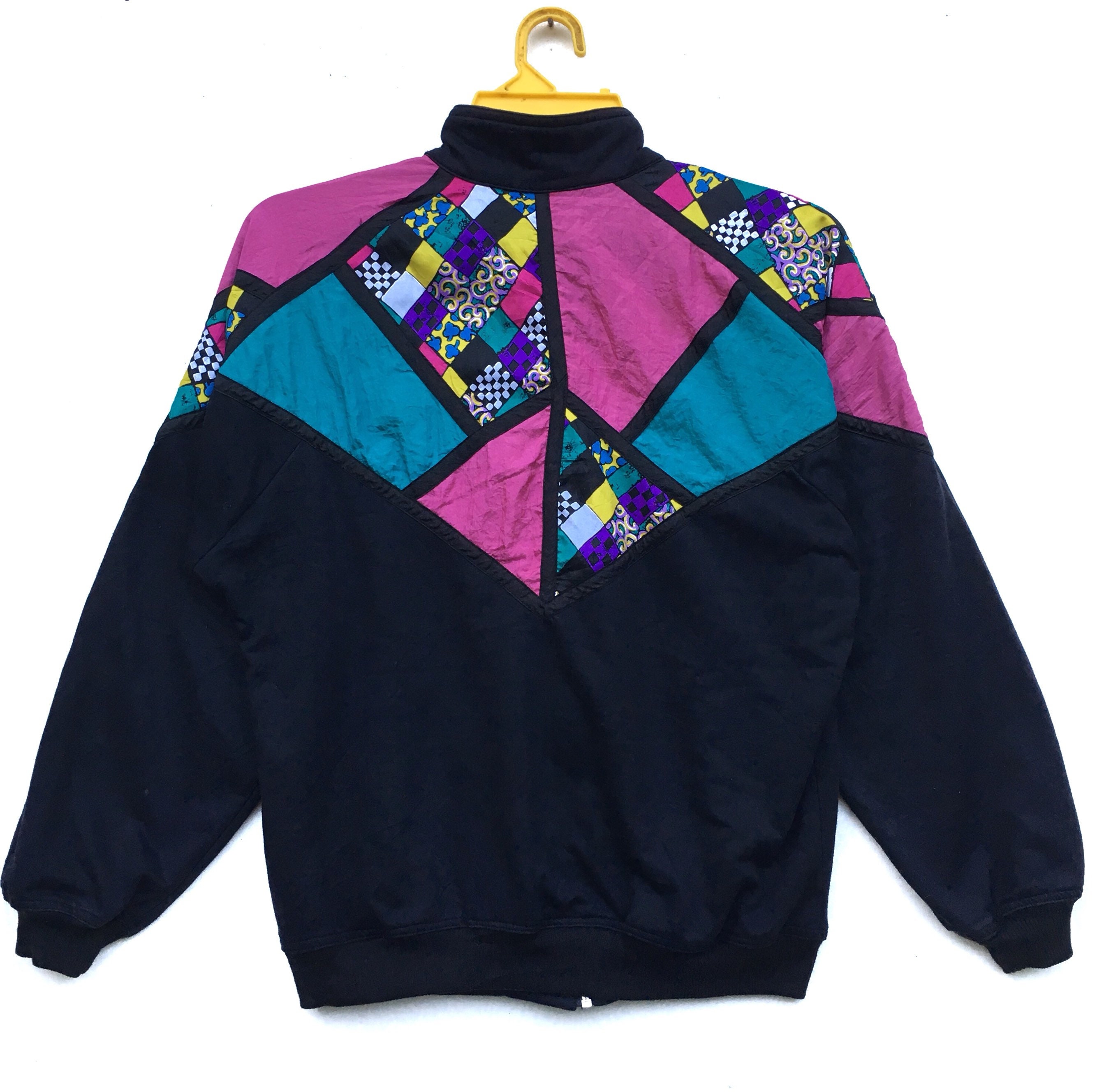 Vintage 80s LAVON Petites Zipper Jacket Multi Colour Block Vintage 80s LAVON Petites Zipper Jacket Multi Colour Block