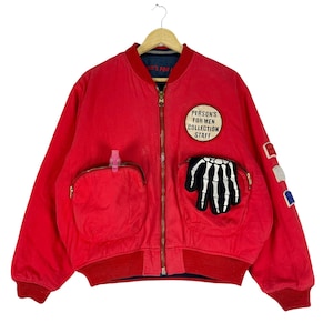 Vintage 90s Person’s Reversible Red Cotton Bomber Jacket (Size Large)
