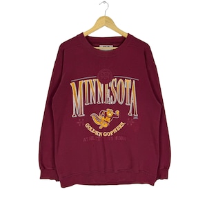 Vintage 90s Minnesota University Sweatshirt Jansport Big Logo Maroon Colour Spell Out Sweater Size Large
