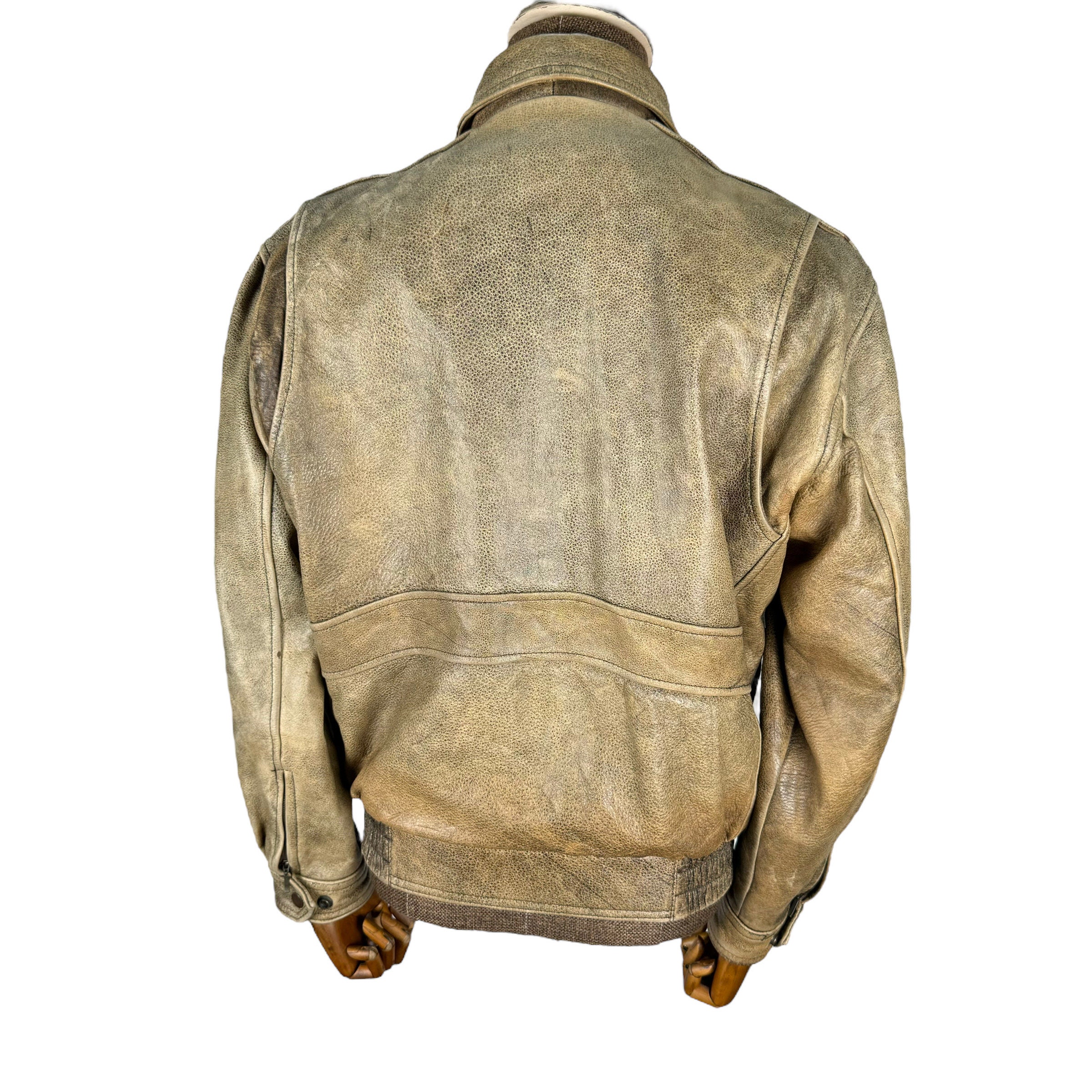 【LLサイズ】90s A-2 real leather bomber cow The A2 Flight Jacket-full Grain Cowhide Leather Bomber