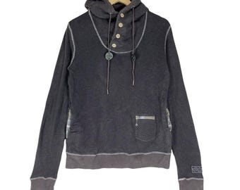 Vintage Diesel Co Waffle Knit Hoodie – Charcoal Grey Slim Fit Pullover Jacket