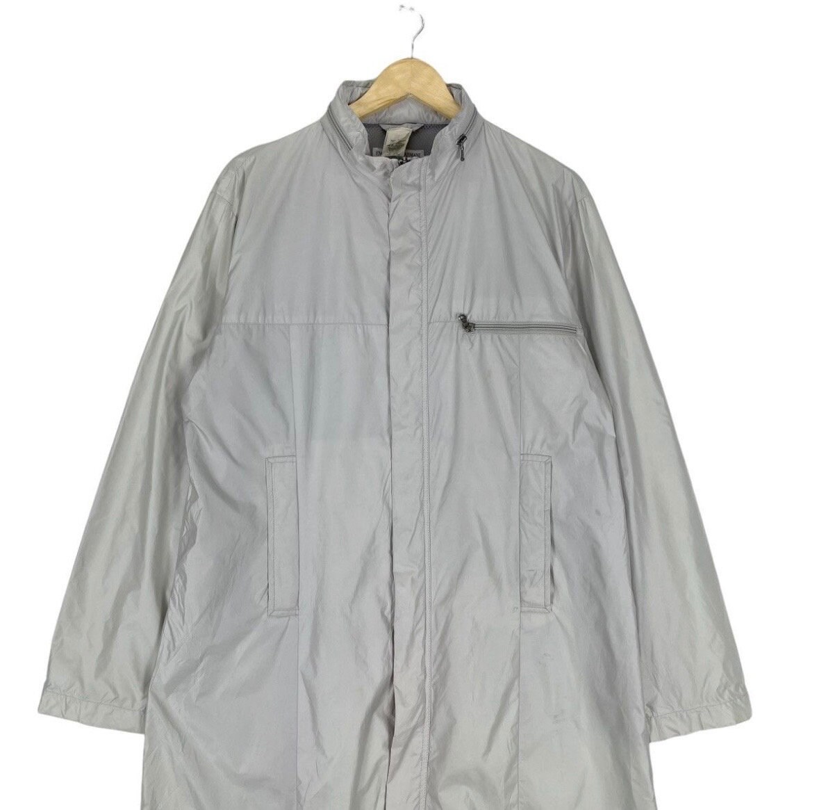 90s EMPORIO ARMANI Rayon Long Coat Jacket Grey Colour Size Medium