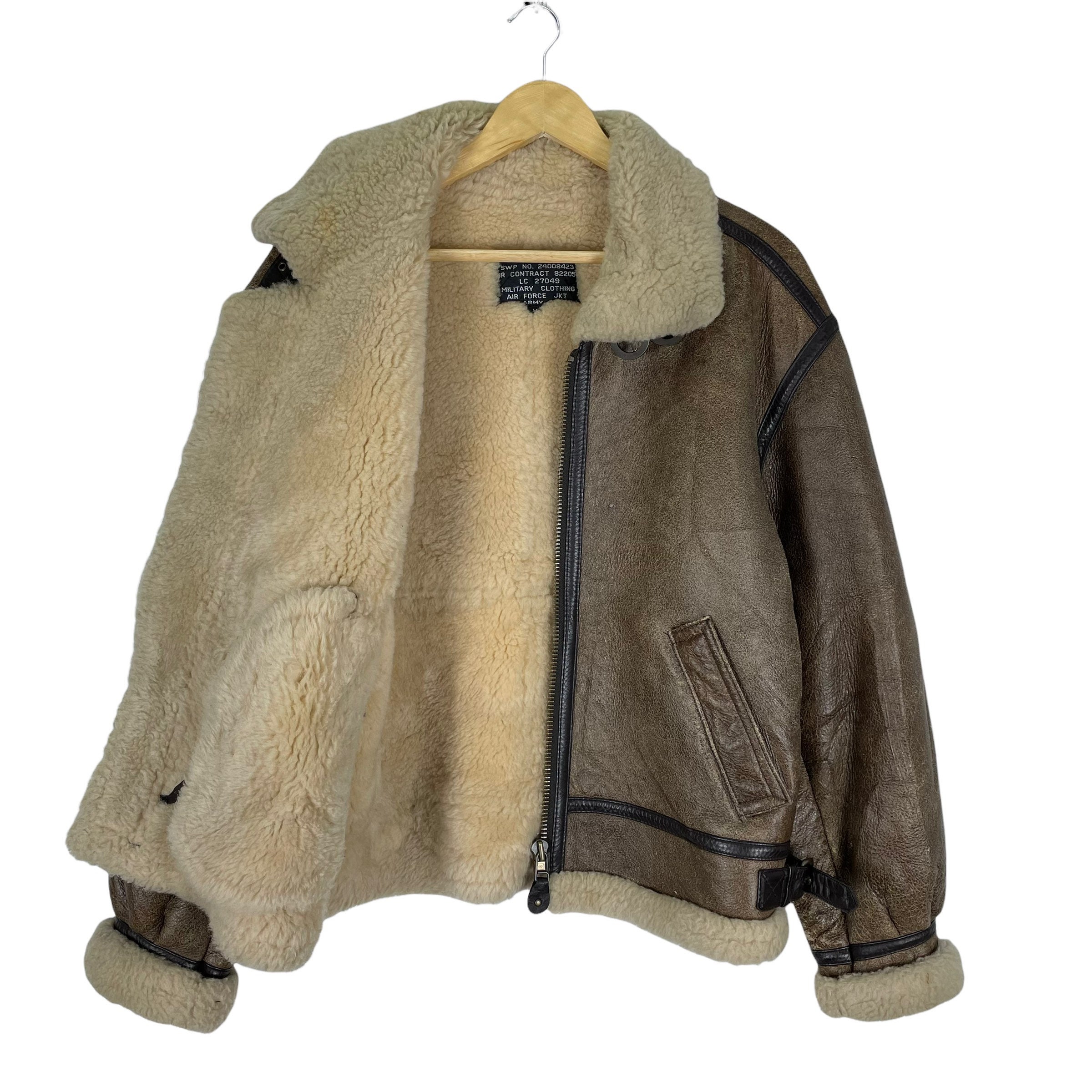 Vintage 90s B3 US Army Bomber Jacket: Sheepskin Leather