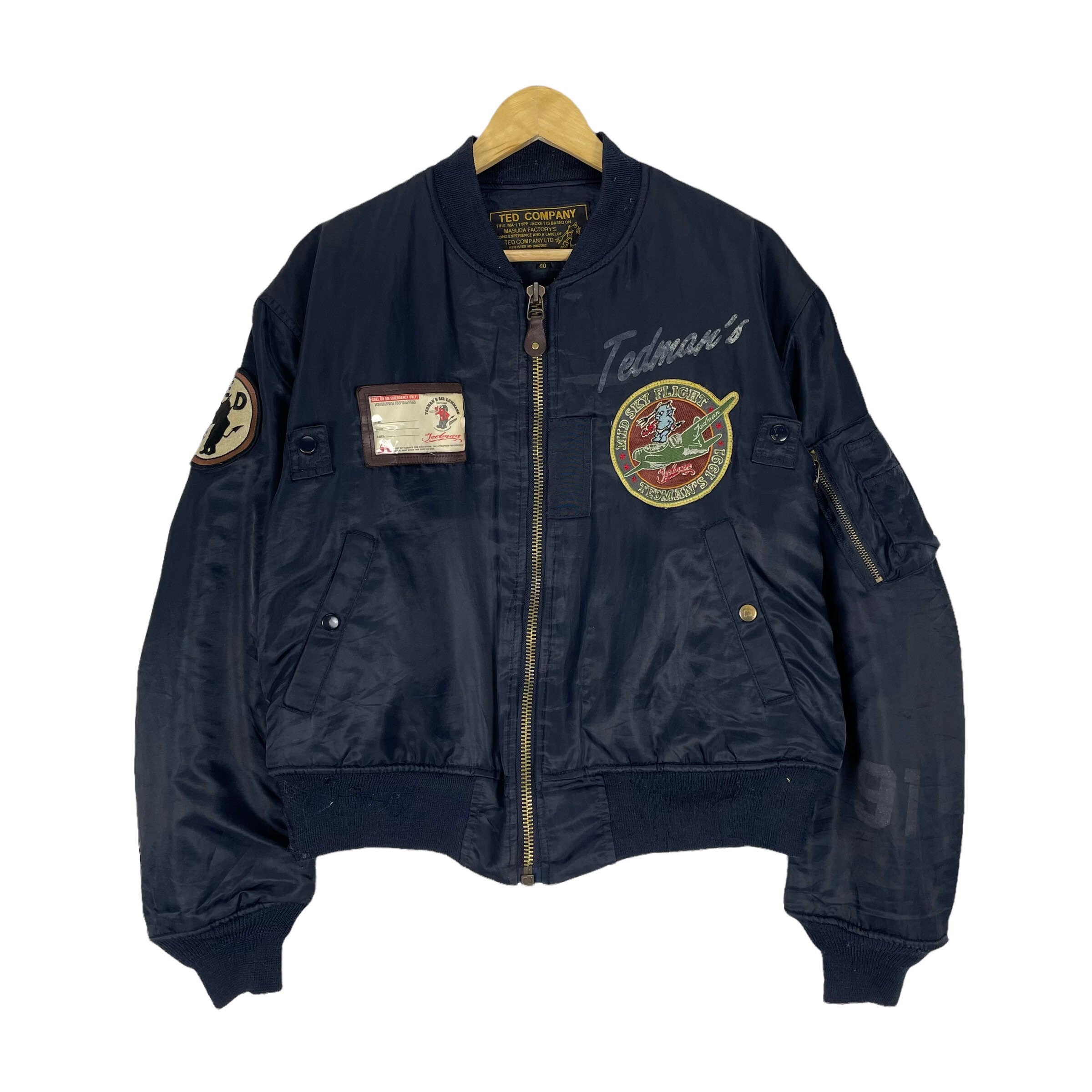 Alpha Industries Jacket Mens Medium MA-1 Bomber Skull Patches