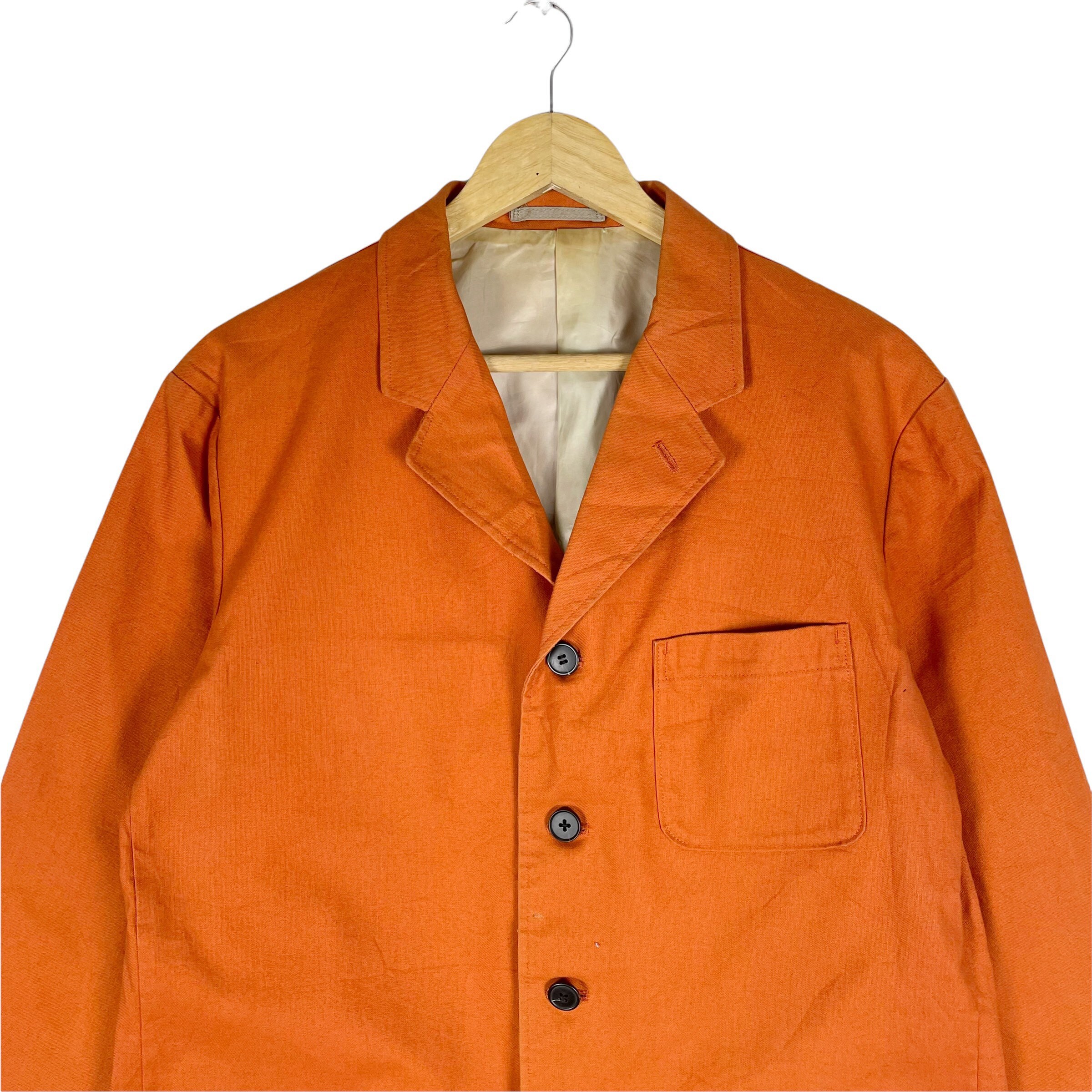 Vintage 90s Yohji Yamamoto Y's Men's Orange Cotton Jacket (size
