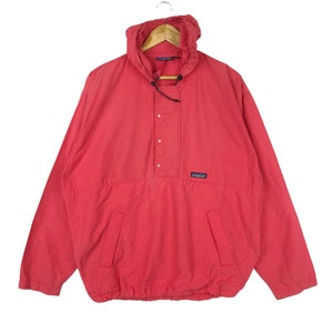 Vintage 90s PATAGONIA Jacket Zipper Half Button Windbreaker Fashion Peach Colour Mountain Size Medium