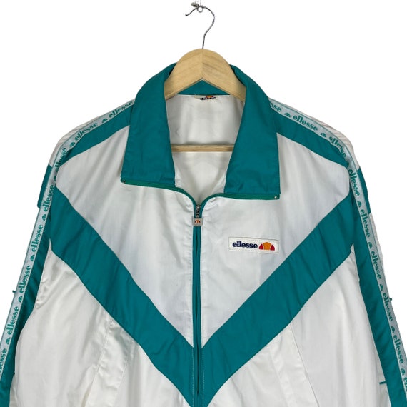 Ellesse vintage des annees 90 color block coupe vent veste tennis couleur blanche sportswear vetements pull taille moyenne Etsy France