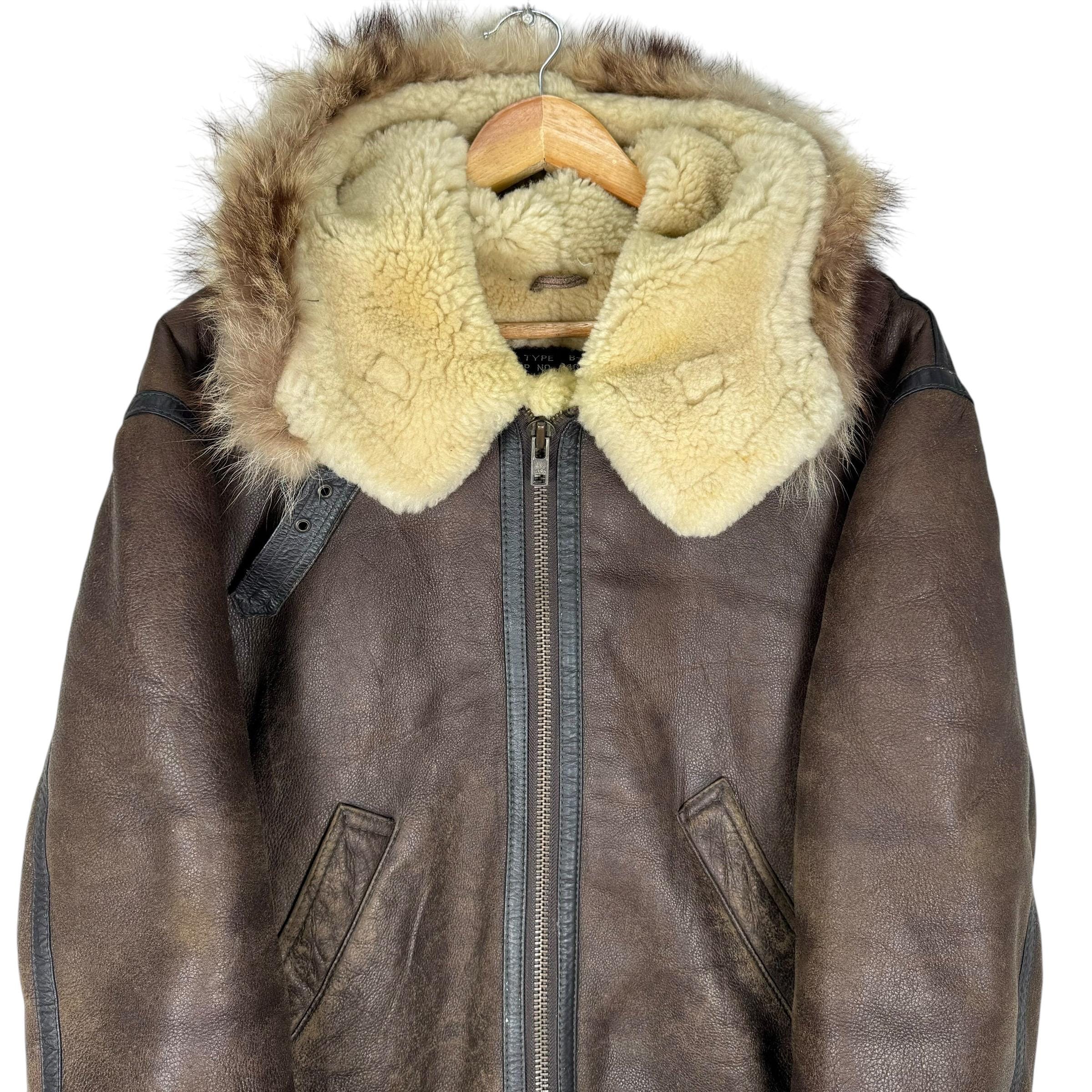 Vintage 90s B3 Bomber Jacket: Sheepskin Sherling Leather Coat