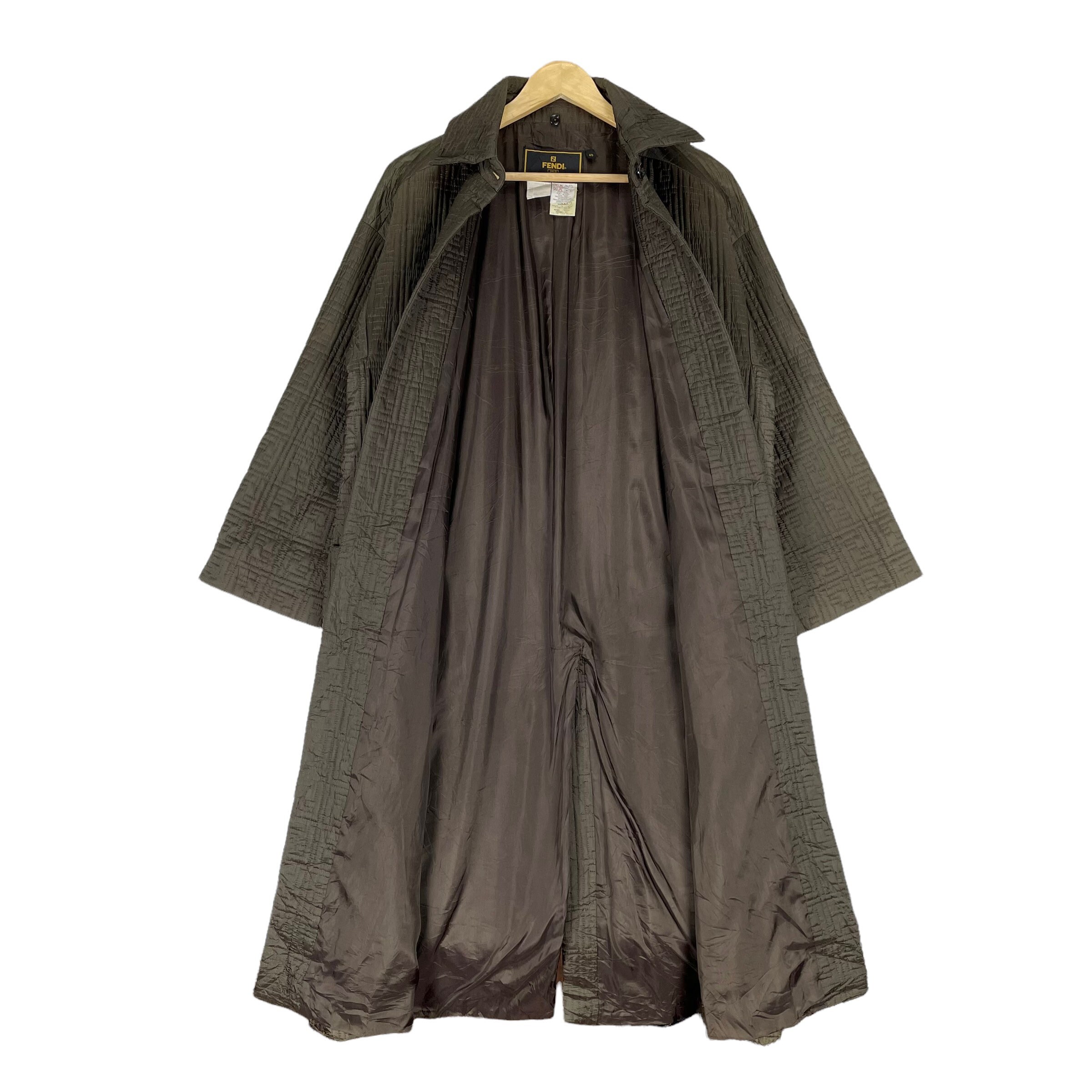 Vintage 90s Fendi 365 Zucca FF Monogram Quilted Long Jacket Vintage 90s Fendi 365 Zucca FF Monogram Quilted Long Jacket