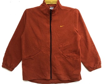 Vintage Nike Fleece Zip Up Sweatshirt: Orange, Small Logo, Medium