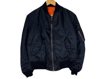 Vintage Alpha Industries US Air Force Style Bomber Jacket Black MA1 Flight Coat Streetwear Size (S)