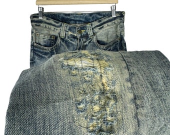 「かわいい～！」 Japan Distressed Japan Mart Tornado Style Blue Denim Jeans ジャケット・アウター