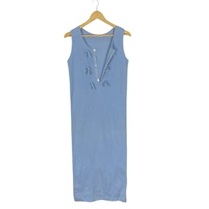 Vintage 90s Workshop By Yohji Yamamoto Long Dress Tanks Blue Colour Japan Designer Vest Size Small