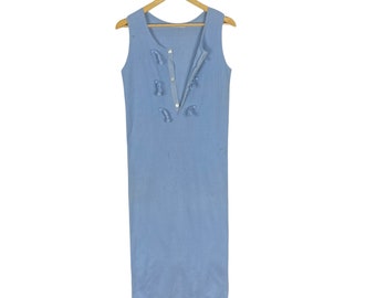 Vintage 90s Yohji Yamamoto Blue Cotton Tank Dress - Size Small