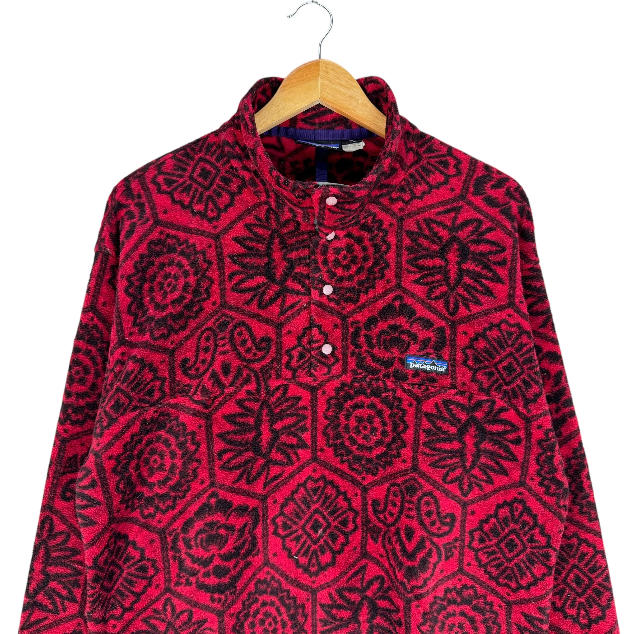 Vintage 90s Patagonia Fleece Jacket: Paisley Print, Red, Medium - Etsy